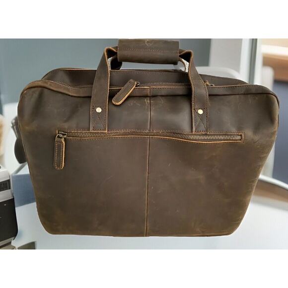 Leather Classic Briefcase Extra Large XL – “Saddleback” Brown – Laptop/Weekender - Picture 4 of 5